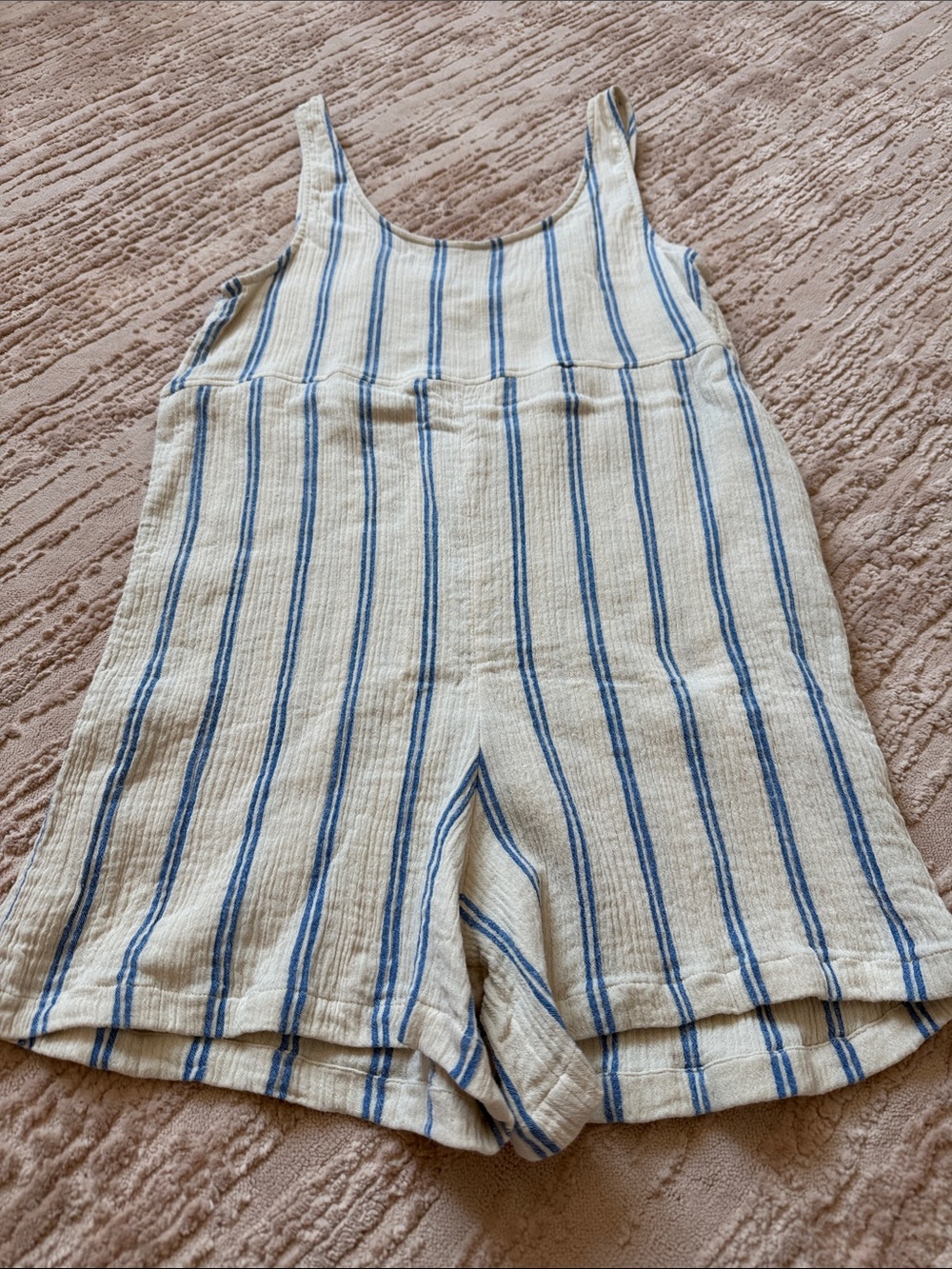 Rip Curl Striped Blue and Cream Women's One-Piece Linen Romper